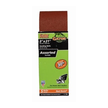 Gator Finishing 5PK 3x21Sand Belt ASSTD 7020GA